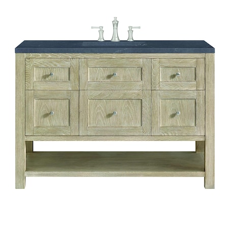 James Martin Vanities 48'' Single Vanity, Whitewashed Oak w/ 3 CM Charcoal Soapstone Quartz Top 330-V48-WWO-3CSP